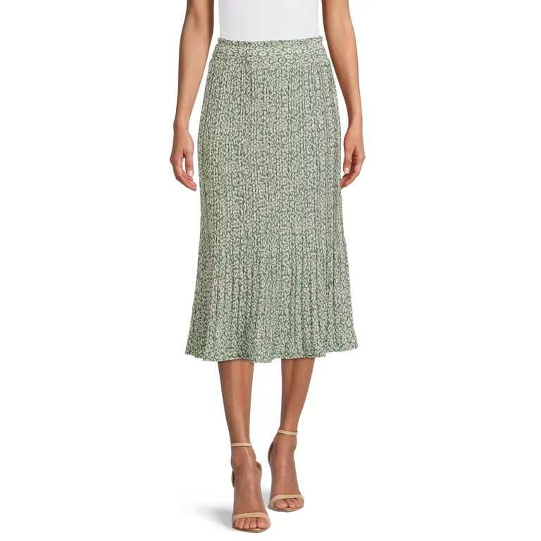 Nine.Eight Women's High-Waisted Midi Swing Skirt | Walmart (US)