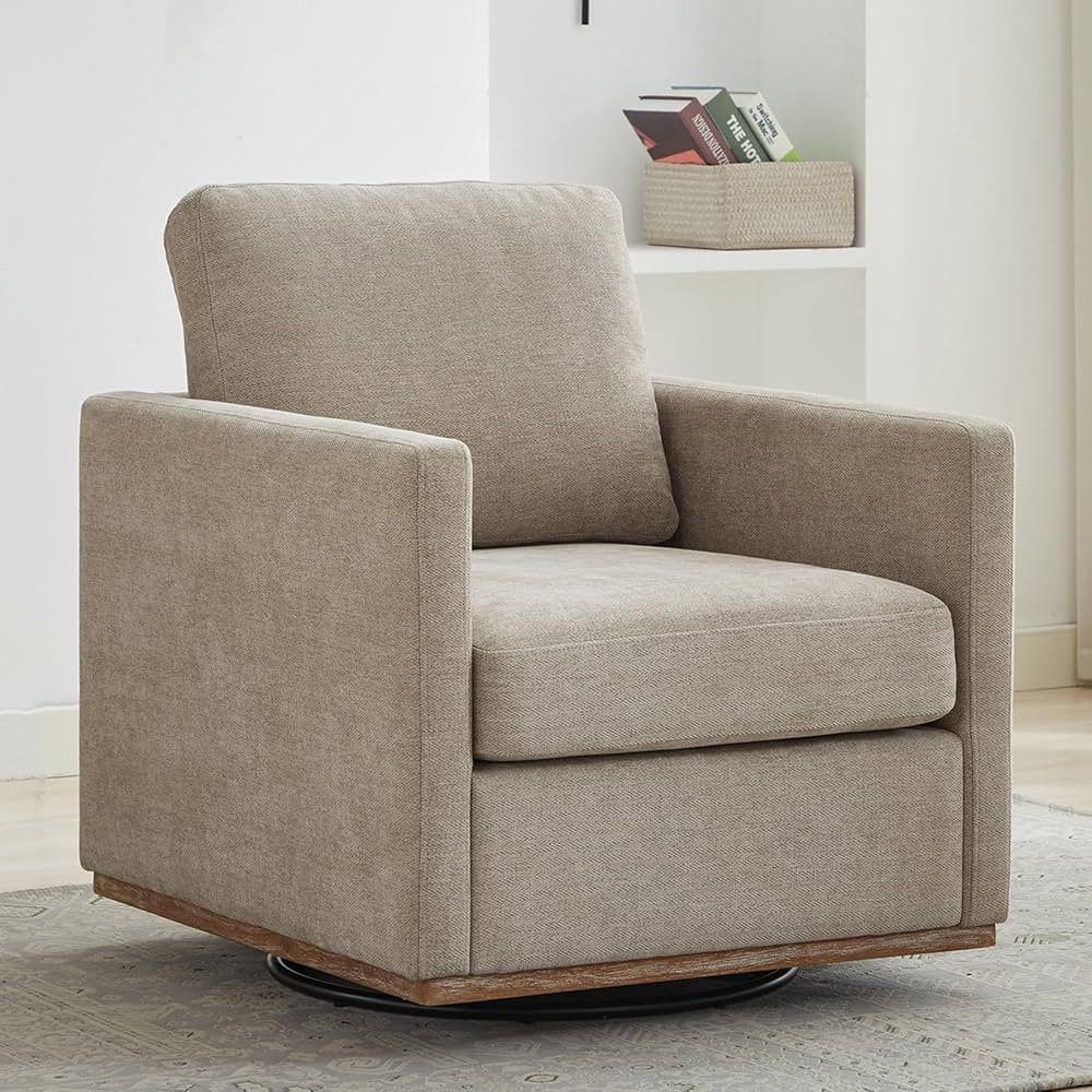 Swivel Accent Chair, 360 Degree Square Swivel Chair for Living Room, Mid Century Modern Upholster... | Amazon (US)