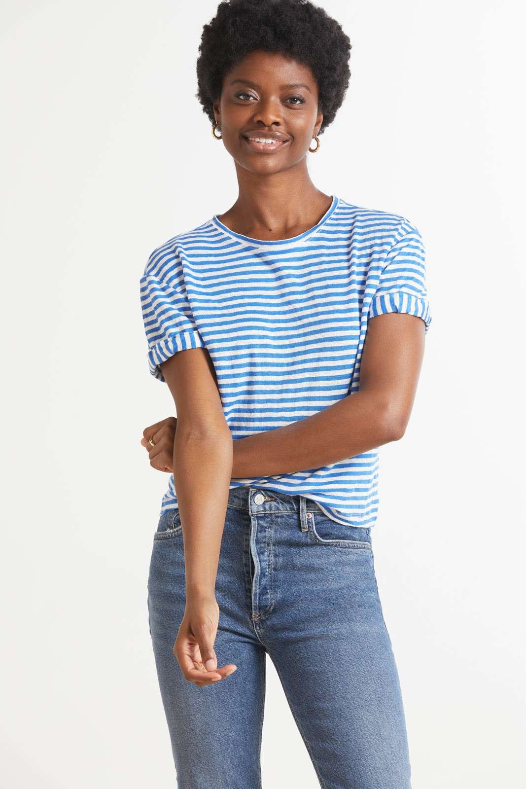 FRAME Rolled Sleeve Tee | EVEREVE | Evereve