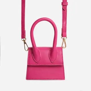 Drew Top Handle Mini Grab Bag In Dark Pink Faux Leather | Ego Shoes (UK)