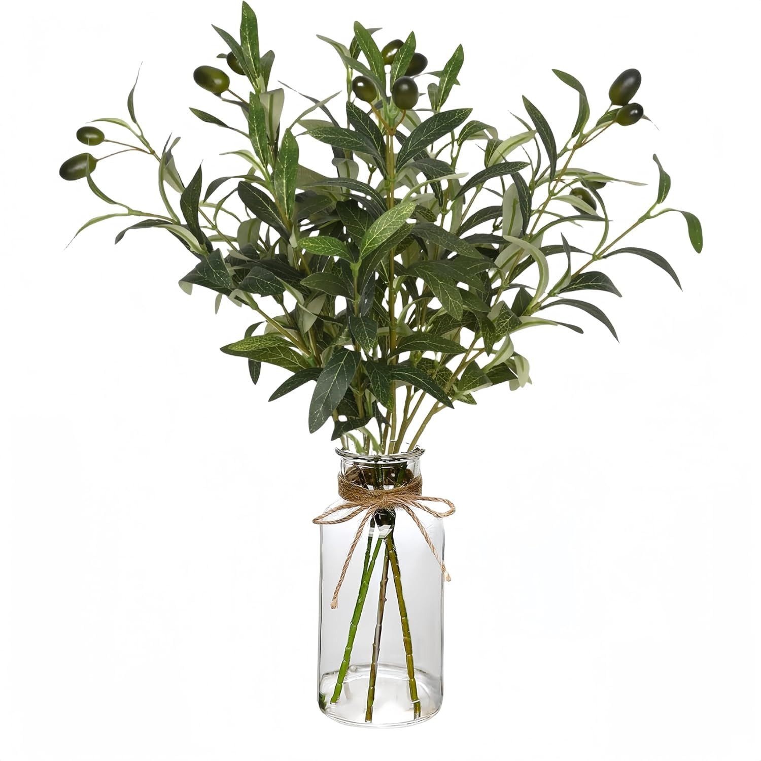 Artificial Plants Olive Branch in Glass Vase, 36 CM/ 14.5” Fake Plant Greenery Stems with Olive... | Amazon (UK)