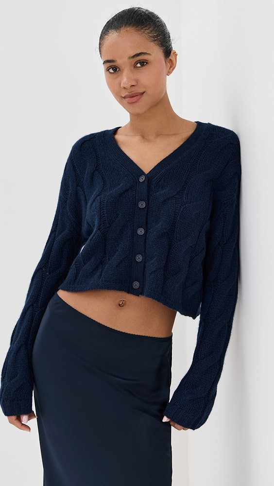 Jolie Cropped Cashmere Cable Cardigan | Shopbop