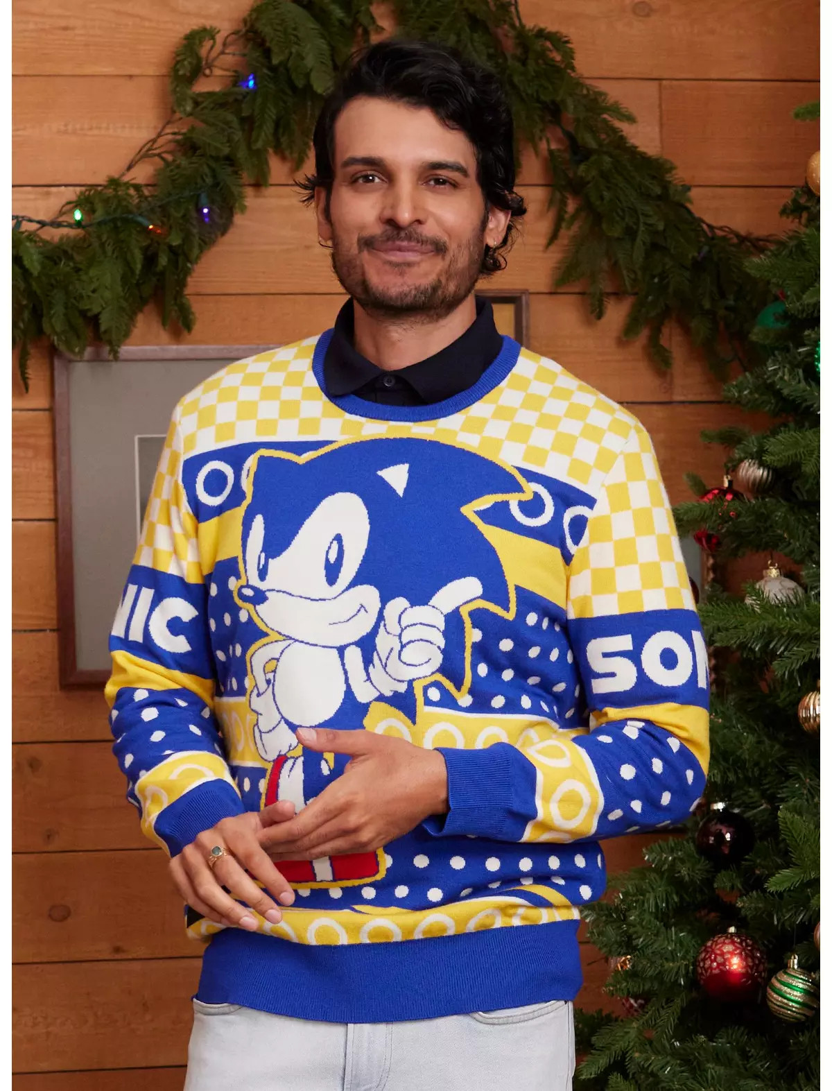 Sonic the Hedgehog Gold Rings Portrait Holiday Sweater — BoxLunch Exclusive | BoxLunch