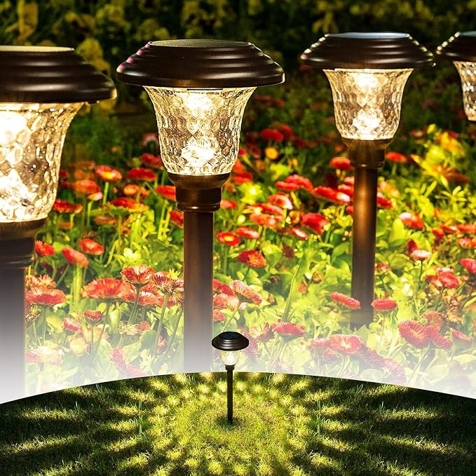 GIGALUMI 8 Pack Solar Pathway Lights, Solar Garden Lights Outdoor Warm White, Waterproof Led Path... | Amazon (US)