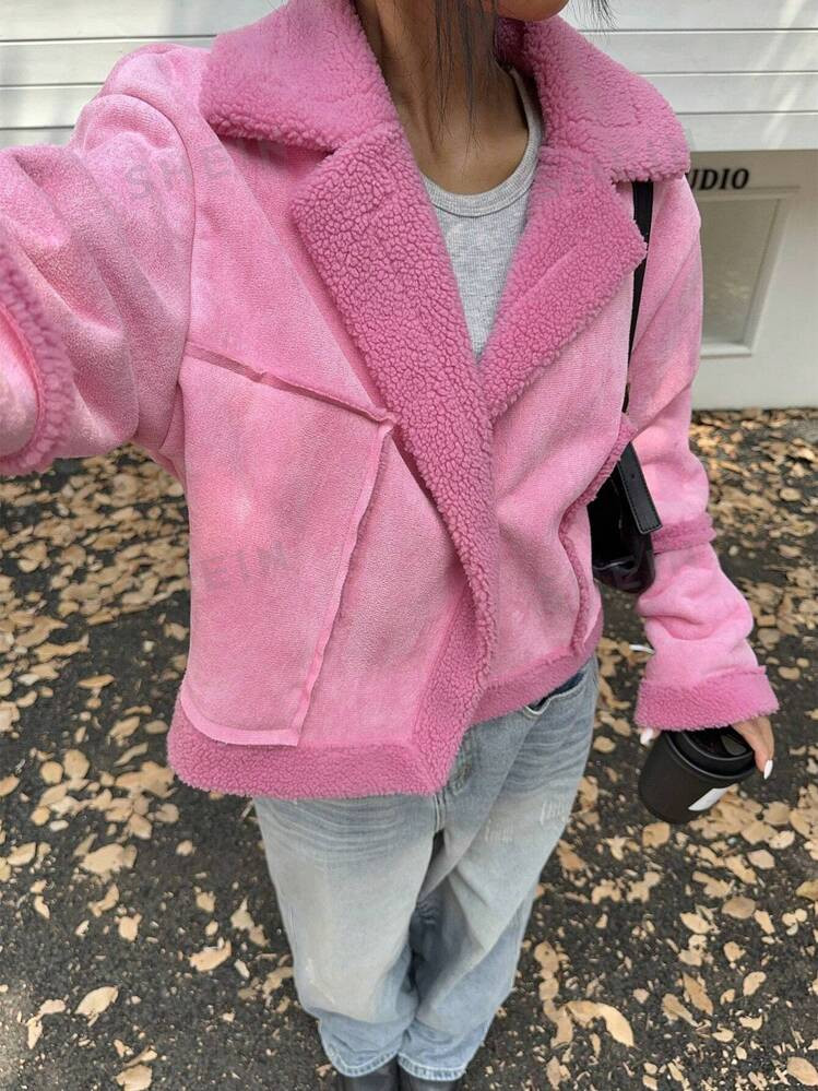 SHEIN Muchic Women Plain Color Single-Breasted Fleece Casual All-Match Long Sleeve Jacket, Autumn... | SHEIN