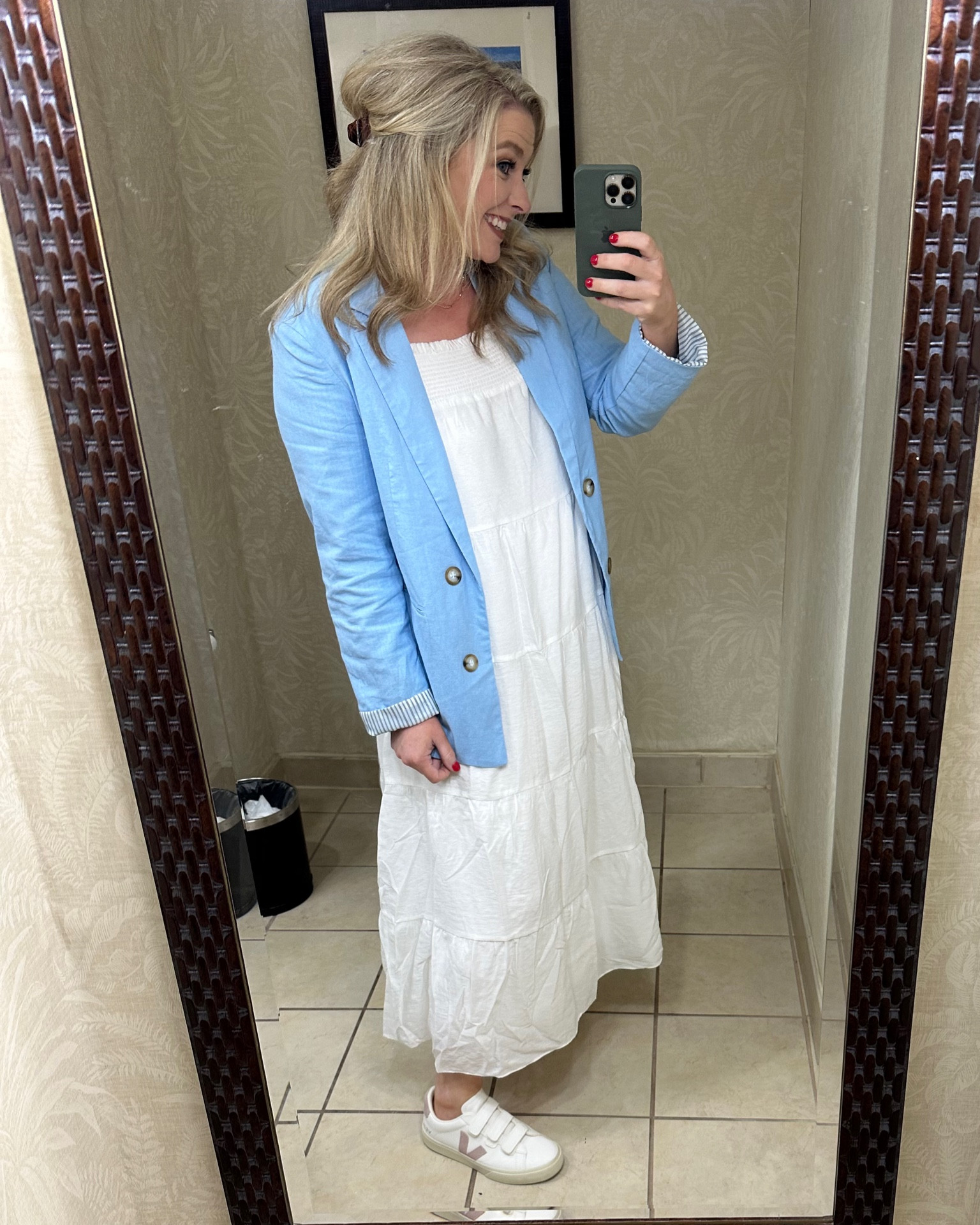 A classic linen blazer paired with a white dress creates such a fun and polished look. I found this blazer at TJ Maxx last week but linked similar styles below. 💙🤍

#LTKtravel #LTKstyletip #LTKworkwear