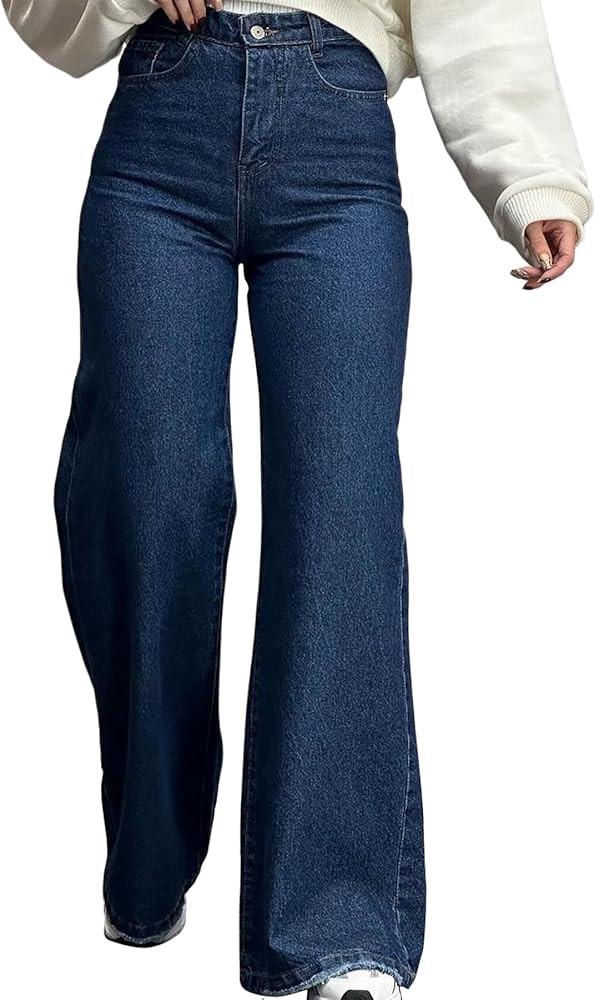 FairBeauty Women's Straight Leg High Waist Baggy Denim Jeans Loose Boyfriend Casual Stretchy Jean... | Amazon (US)