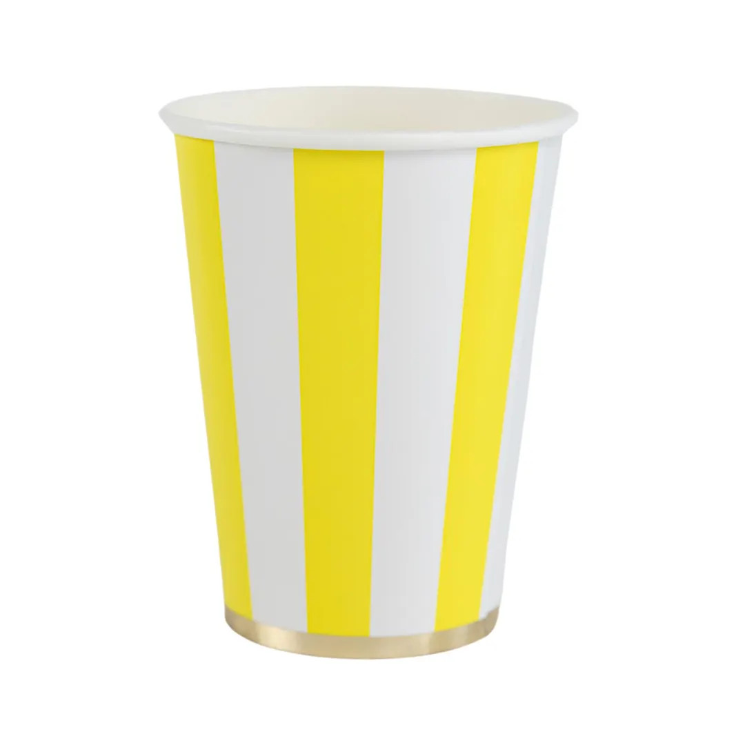 Yellow Cabana Stripe Cups - Etsy | Etsy (US)