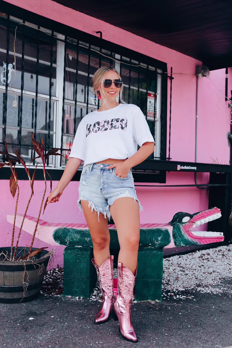 Rodeo Cowgirl Graphic Tee - White | Whiskey Darling Boutique