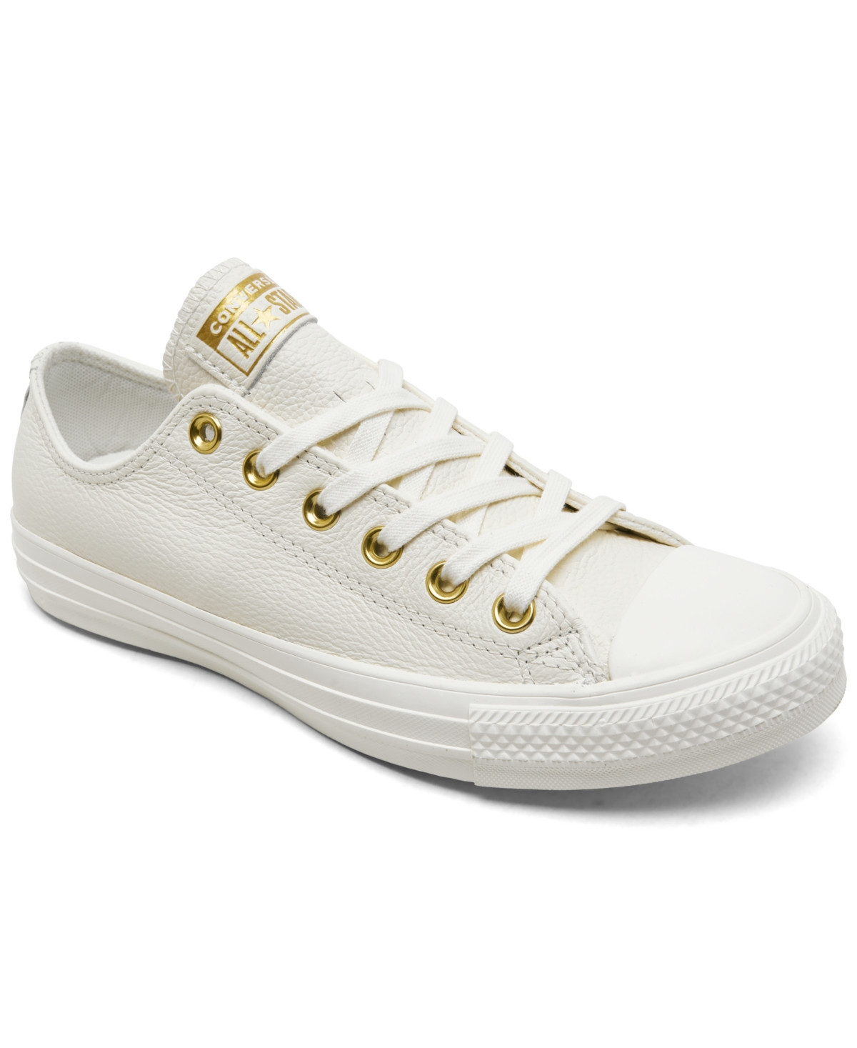 Converse Women's Chuck Taylor All Star Mono Leather Low Top Casual Sneakers from Finish Line - Egret, Gold | Macy's