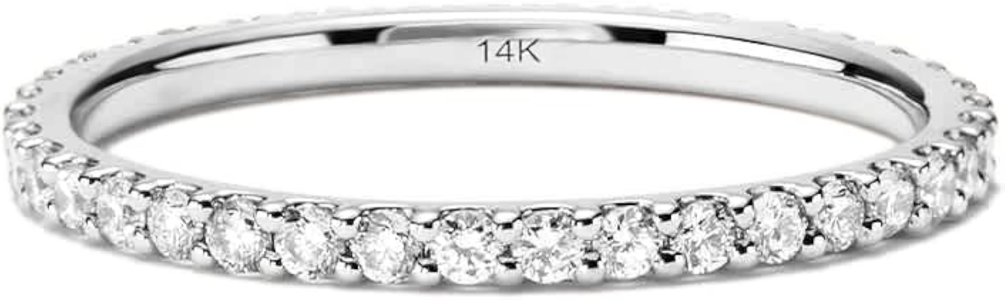 AoJun 14K Gold Vermeil S925 Sterling Silver CZ Simulated Diamond Statement Ring Eternity Bands V ... | Amazon (US)