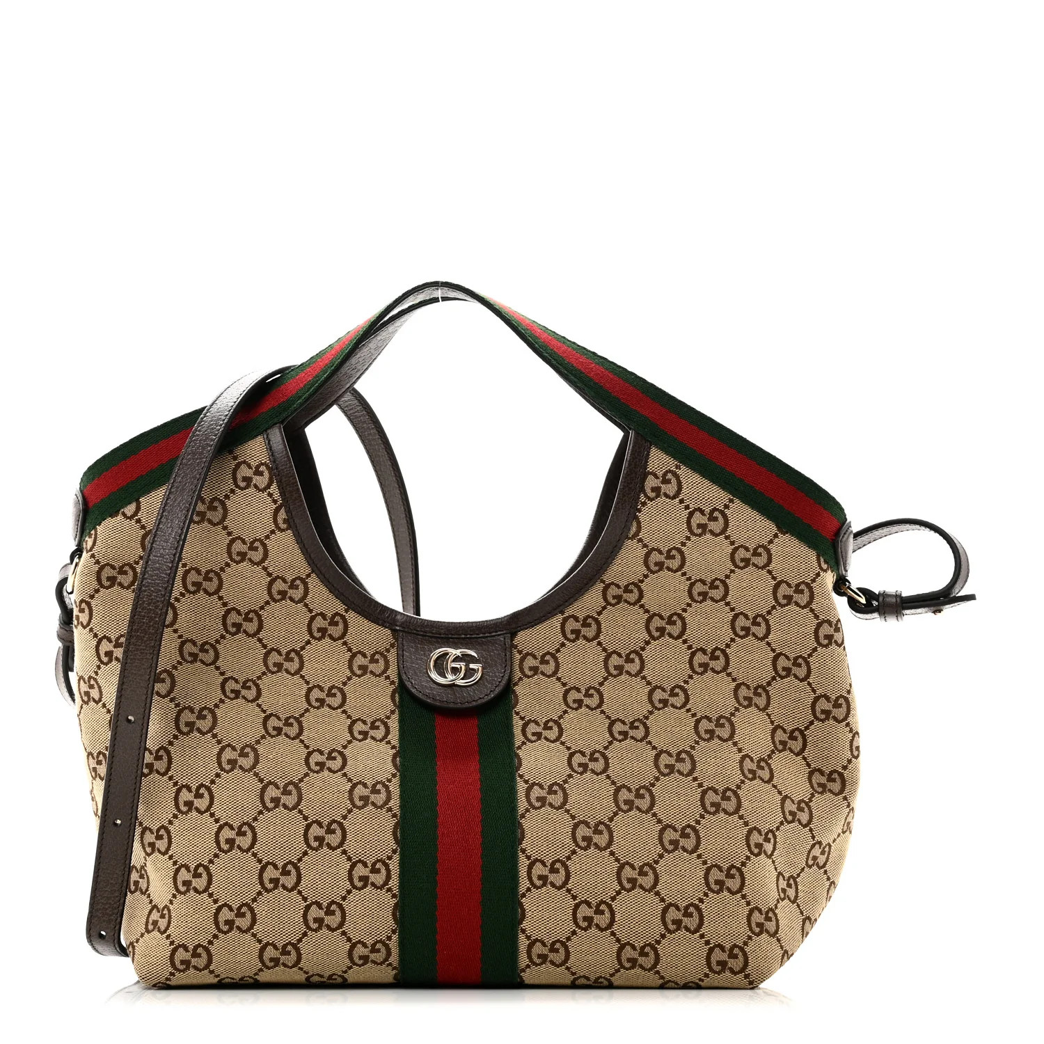 Monogram Web Small Giglio Tote Beige Dark Brown | FASHIONPHILE (US)