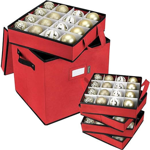 BALEINE Christmas Ornament Storage Box with Dividers, Holiday Ornaments Storage Container Bin for... | Amazon (US)
