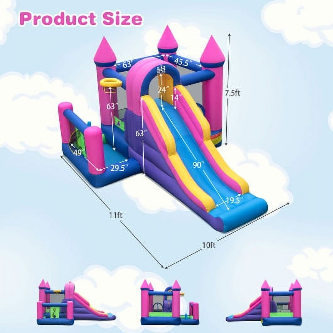 7 in. 1 Kids Inflatable Bounce House with Long Slide and 735W Blower | Walmart (US)