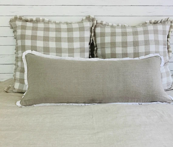 Linen Pillow Sham with Box Pleats and Piping, 80+ Linen Choices, All Sizes, Square, Lumbar Sham | Etsy (US)
