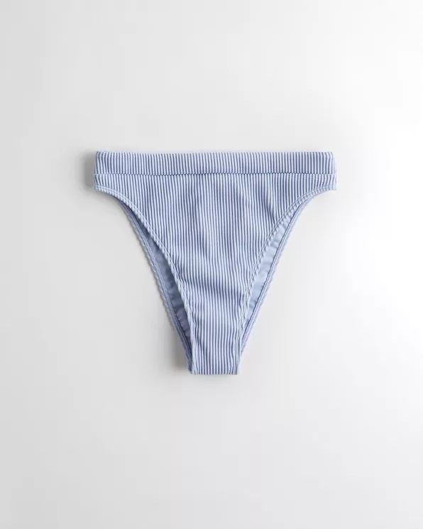 Ribbed High-Waist High-Leg Bikini Bottom | Hollister US