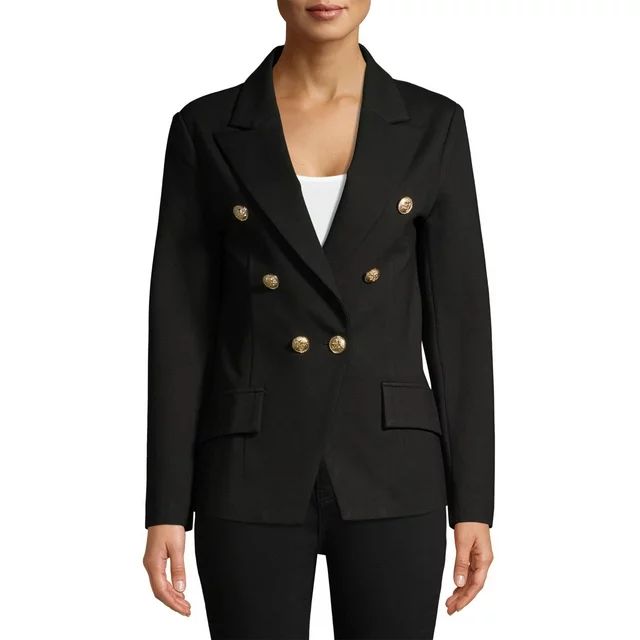 Attitude Unknown Women's and Women's Plus Double Breasted Blazer with Metallic Buttons | Walmart (US)