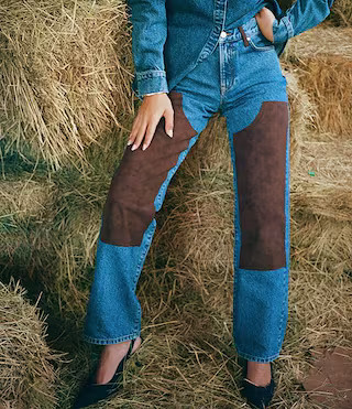 Gianni Bini x Sydney Silverman The Good Denim Mid Rise Faux Suede Double Knee Straight Leg Coordi... | Dillard's