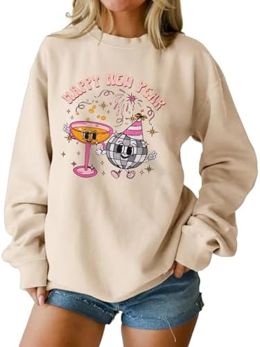 Happy New Year Sweatshirt for Women Cheers To The 2026 New Year Eve Pullover Tops Crewneck Oversi... | Amazon (US)