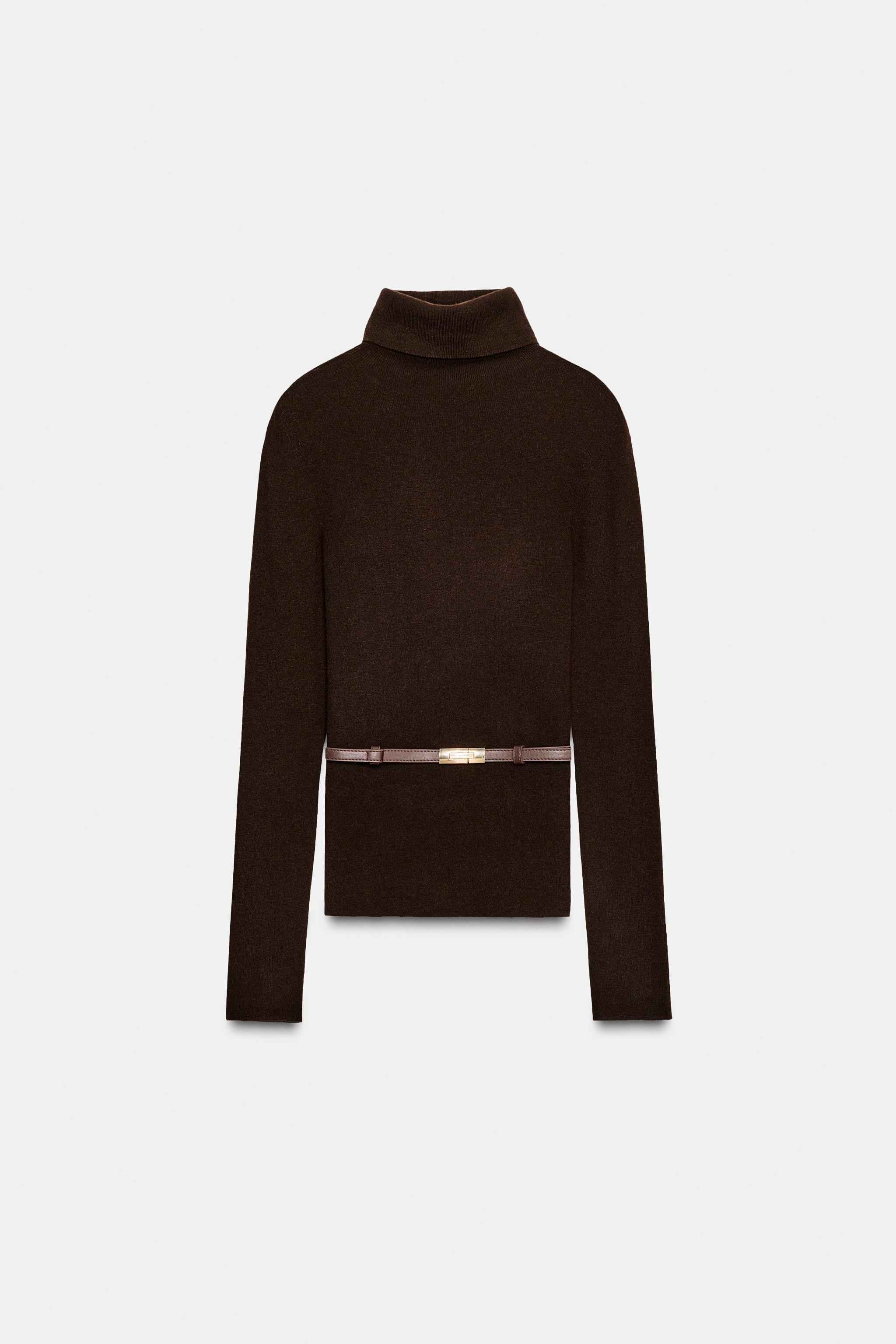 100% WOOL HIGH NECK JUMPER WITH BELT | Zara UK