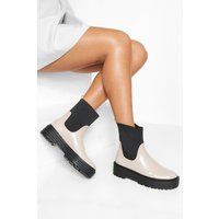 Womens Chunky Sock Chelsea Boot - Cream - 7, Cream | Boohoo.com (UK & IE)