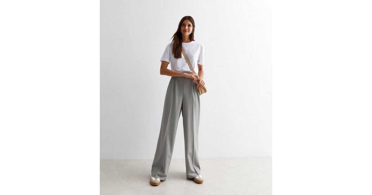 Grey Marl High Waist Wide Leg Trousers
						
						Add to Saved Items
						Remove from Saved It... | New Look (UK)