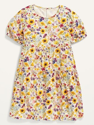 Puff-Sleeve Tiered All-Day Dress for Girls | Old Navy (US)