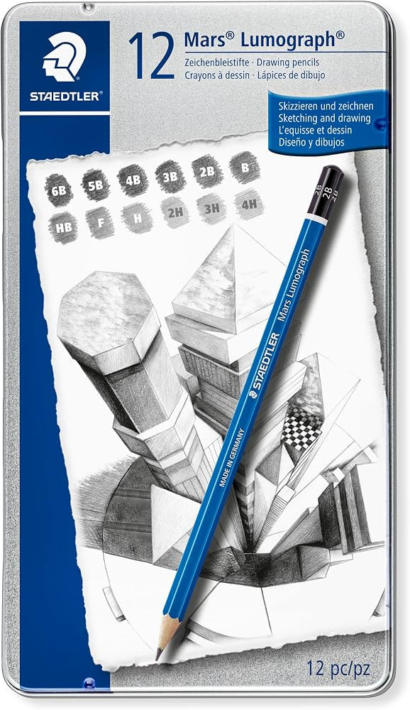 STAEDTLER Mars Lumograph Art Drawing Pencils, 12 Pack Graphite Pencils in Metal Case, Break-Resis... | Amazon (US)