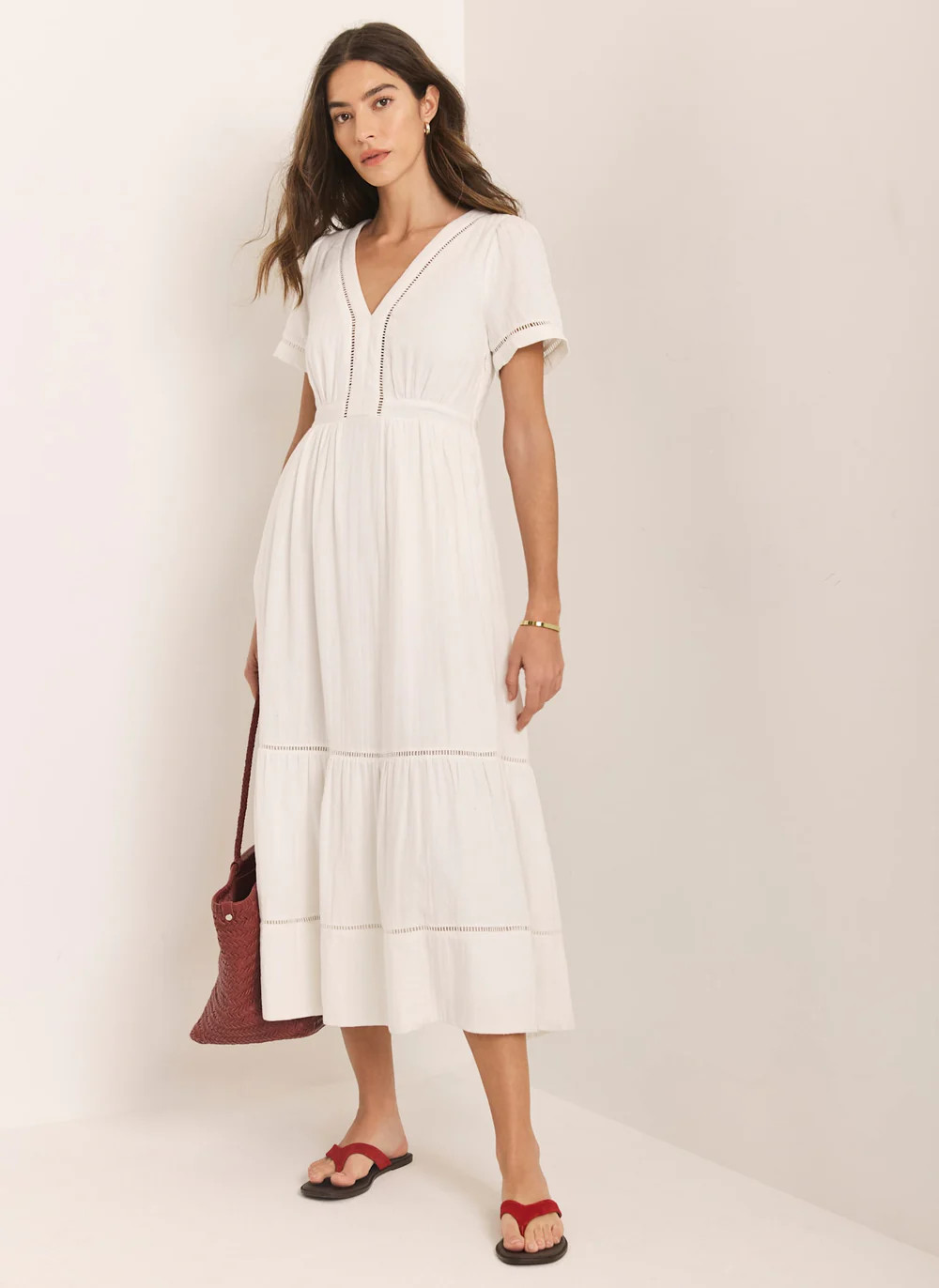 White Cotton Midi Dress | Mint Velvet