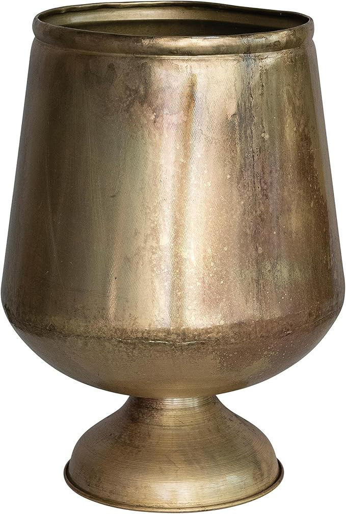 Creative Co-Op 12.5 Inches Round Metal Footed Planter, Holds 9 Inches Pot, Antique Brass Finish | Amazon (US)