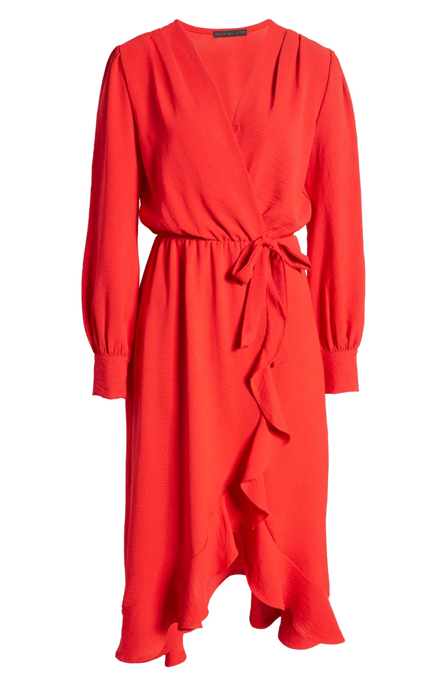Fraiche by J Faux Wrap Ruffle Long Sleeve Dress | Nordstrom | Nordstrom