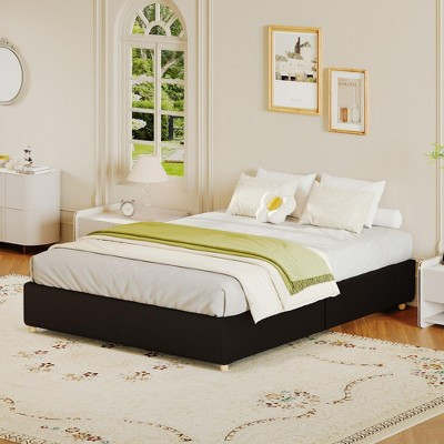 Cloud Bed Frame, Low Bed Frame Without Headboard, Corduroy Upholstered Low Platform Bed with Solid Wood Legs, No Box Spring Required, Quiet | Target