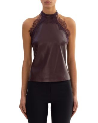 Ginny Lace Trim Faux Leather Top | Bloomingdale's (US)