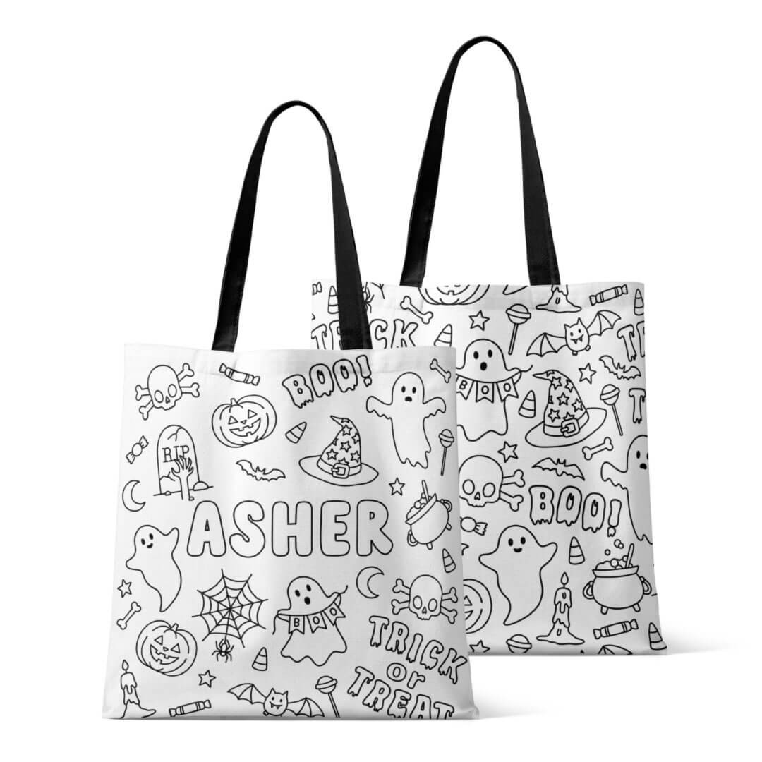 Colorable Personalized Trick Or Treat Bags | No Tricks All Treats | Caden Lane
