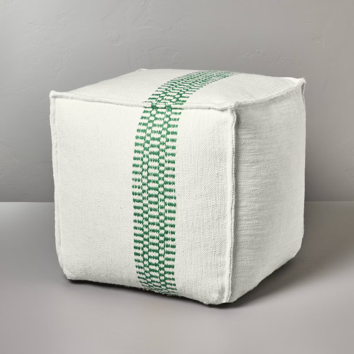 Checkered Stripe Indoor/Outdoor Ottoman Pouf - Hearth & Hand™ with Magnolia | Target