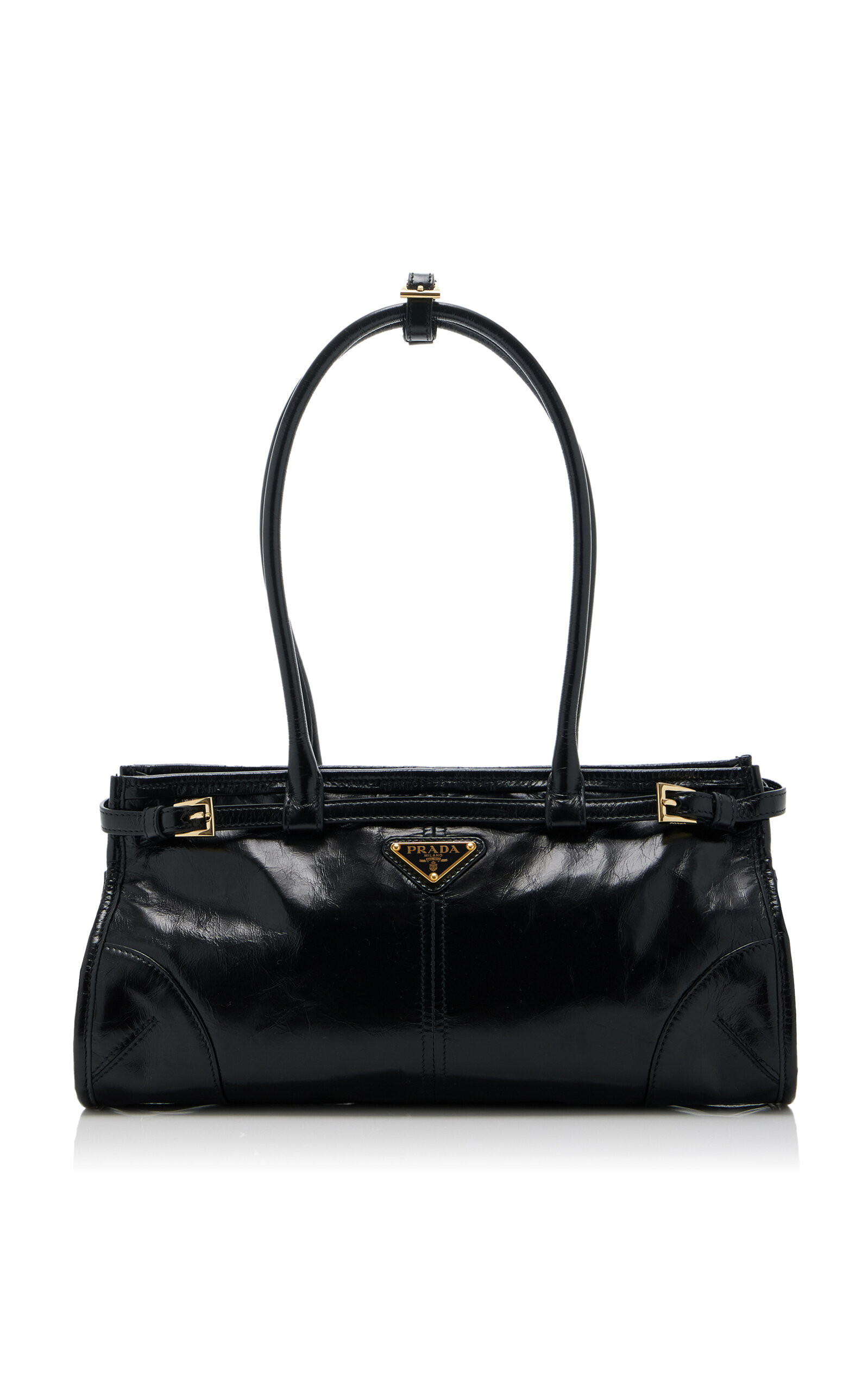 Prada - Medium E/W Leather Shoulder Bag - Black - OS - Moda Operandi | Moda Operandi (Global)