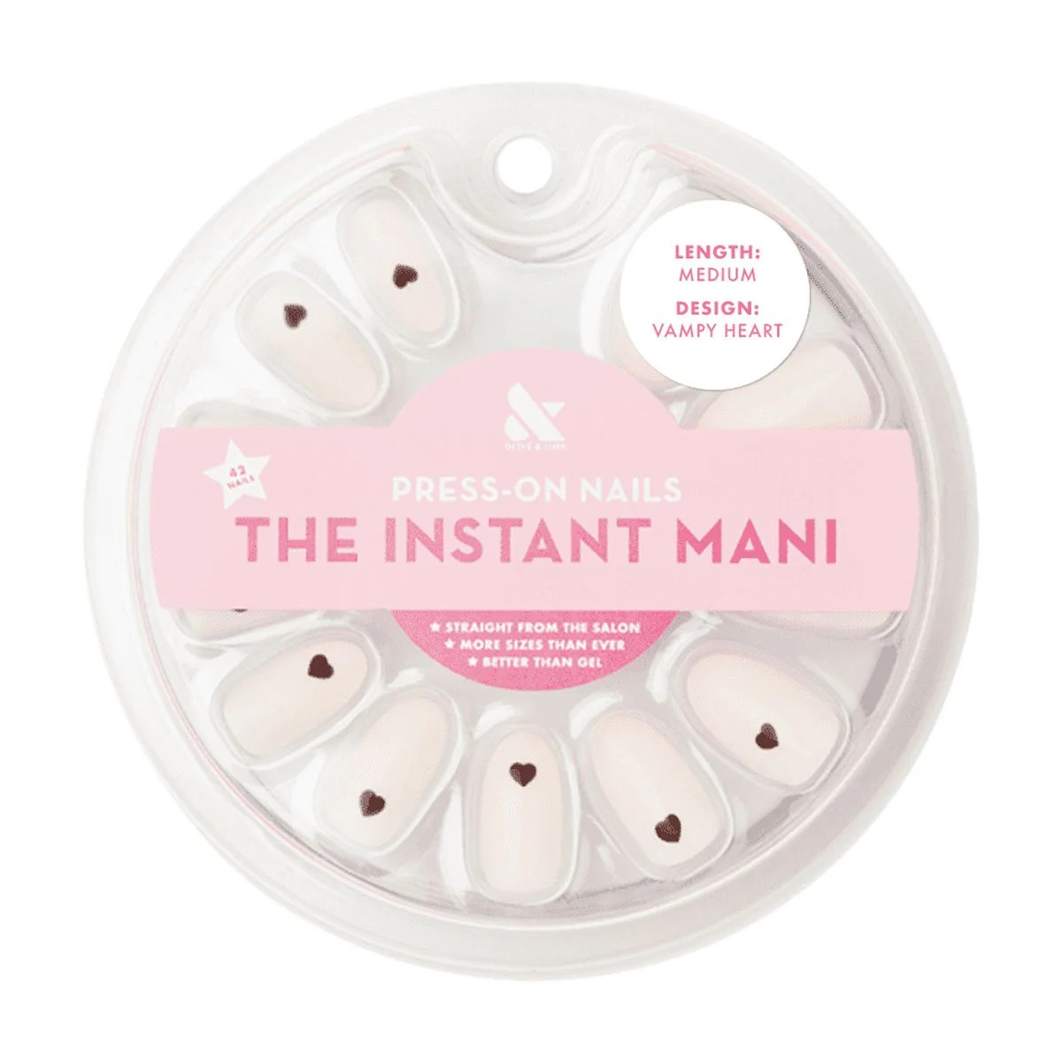 Olive & June Press-on Artificial Nails, Oval Medium, Vampy Heart, White, 42 Count | Walmart (US)