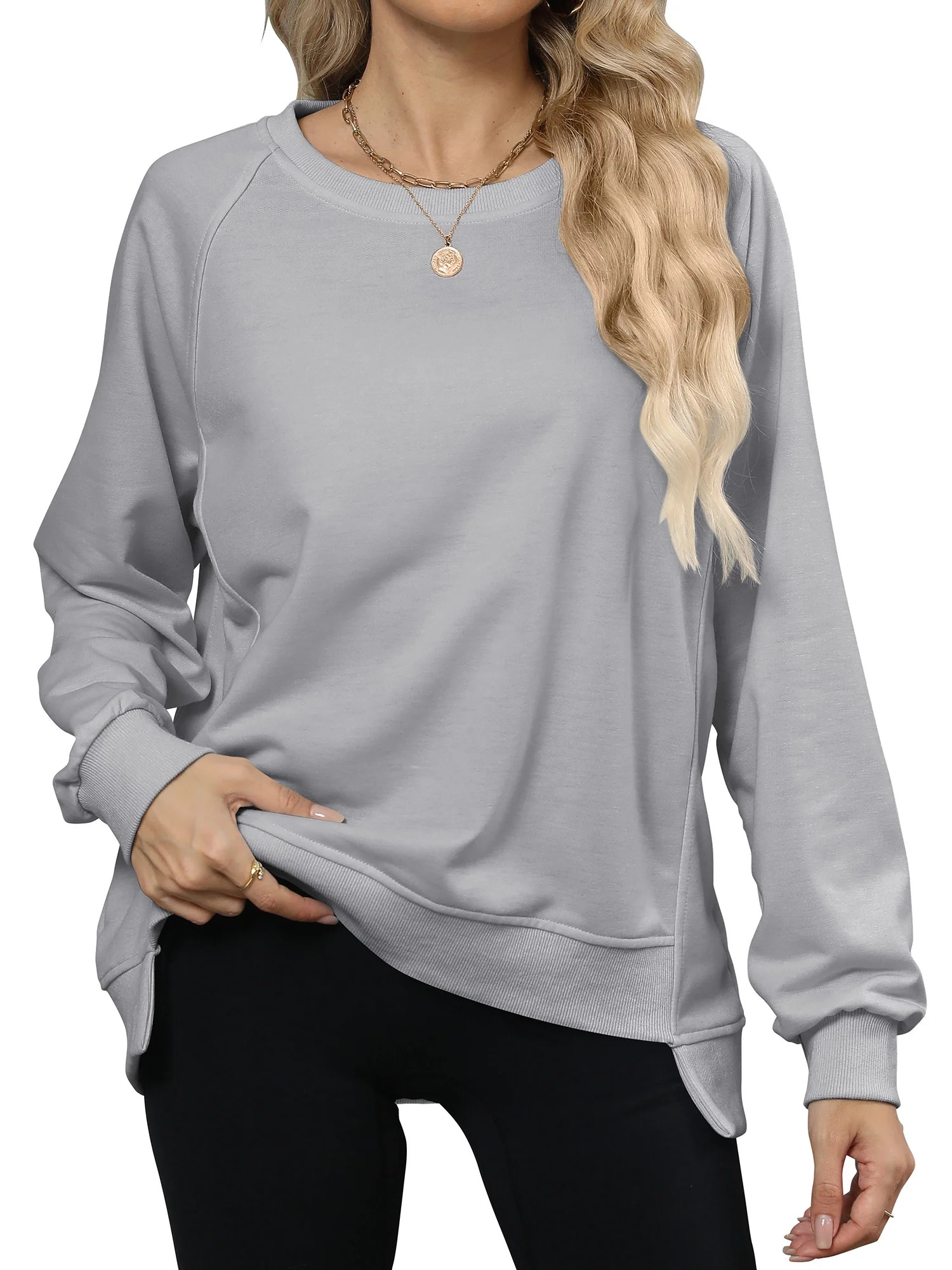 TEMOFON Womens Sweatshirts Casual Long Sleeve Shirts for Women Fall Crewneck Pullover Sweatshirts... | Walmart (US)