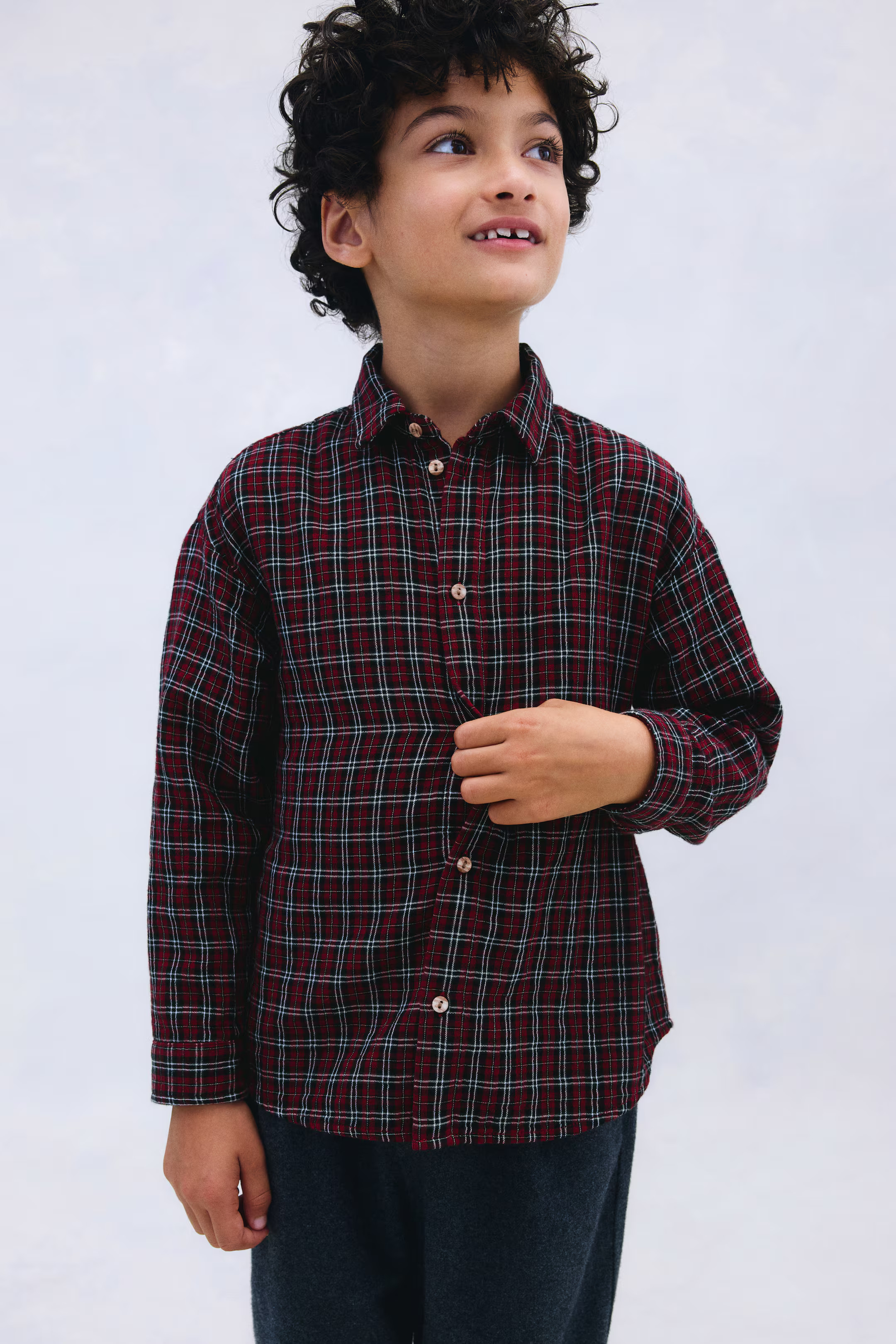 Cotton Muslin Shirt - Red/checked - Kids | H&M US | H&M (US + CA)