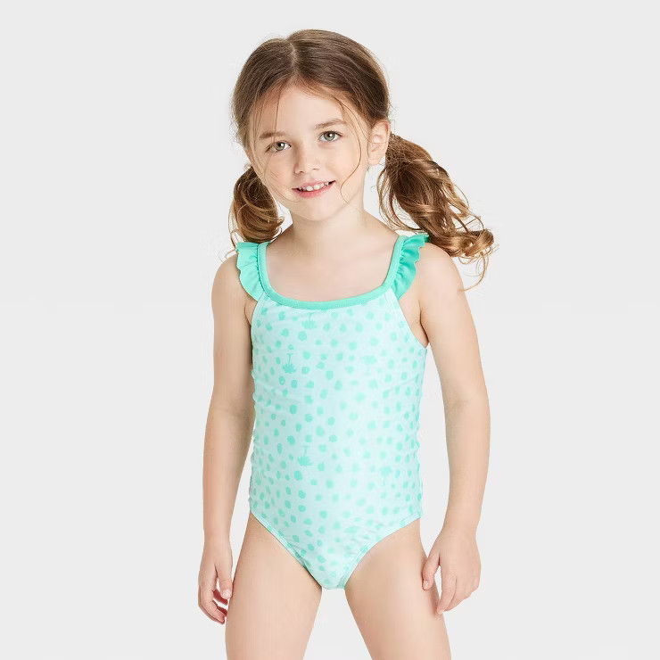 Toddler Girls' Tree One Piece Swimsuit - Cat & Jack™ Green | Target
