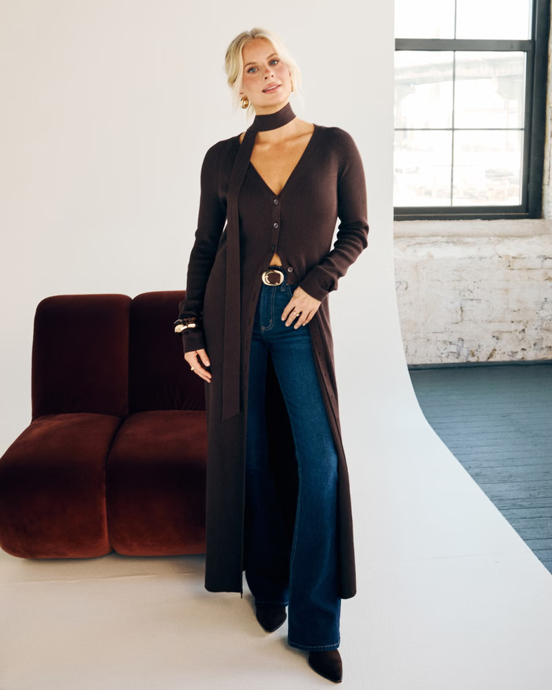 Women's Scarf Duster Midi Sweater Dress | Women's New Arrivals | Abercrombie.com | Abercrombie & Fitch (US)