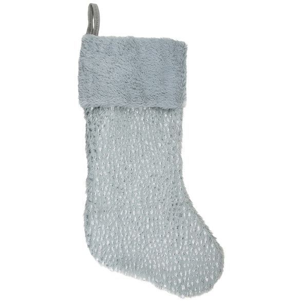 Northlight 20" Gray and Silver Faux Fur Christmas Stocking | Target
