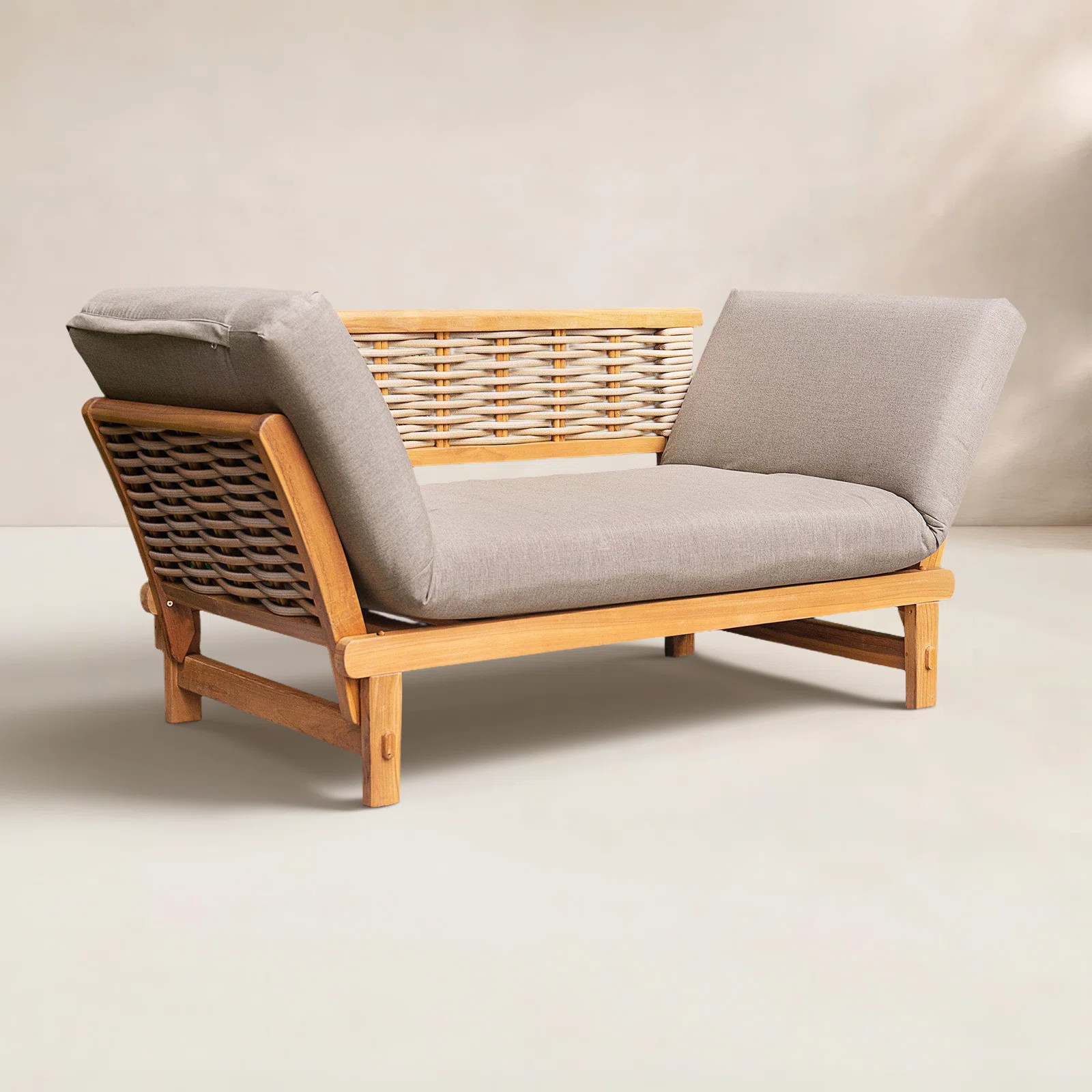 Decatur 79'' Wide Outdoor Teak Patio Daybed with SunbCushions | Wayfair North America