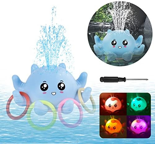 AOLIGE Bath Toys for Toddlers, Octopus Light Up Spray Baby Bathtub Toy, Induction Sprinkler Kids ... | Amazon (US)