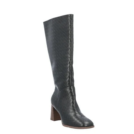 Free Assembly Women's Faux Leather Basketweave Texture Tall Boots, Sizes 6-11 | Walmart (US)