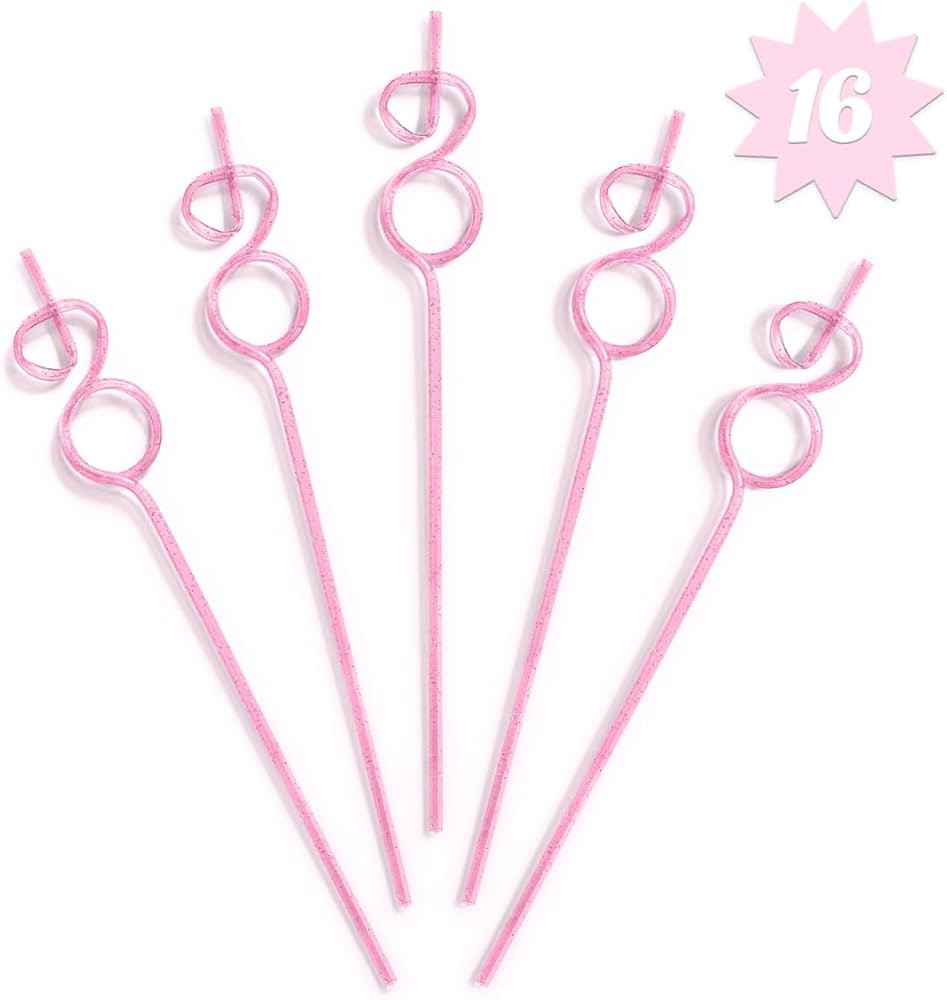 xo, Fetti Ring Reusable Pink Glitter Straw Set - 16 pc | Bachelorette Decorations, Bride To Be Dr... | Amazon (US)