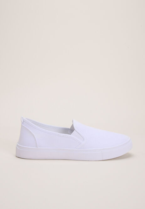Womens White Skater Canvas Trainers | Peacocks
