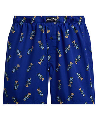 Polo Ralph Lauren Men's Holiday Bear Printed Woven Single-Button Fly Boxers - Macy's | Macy's