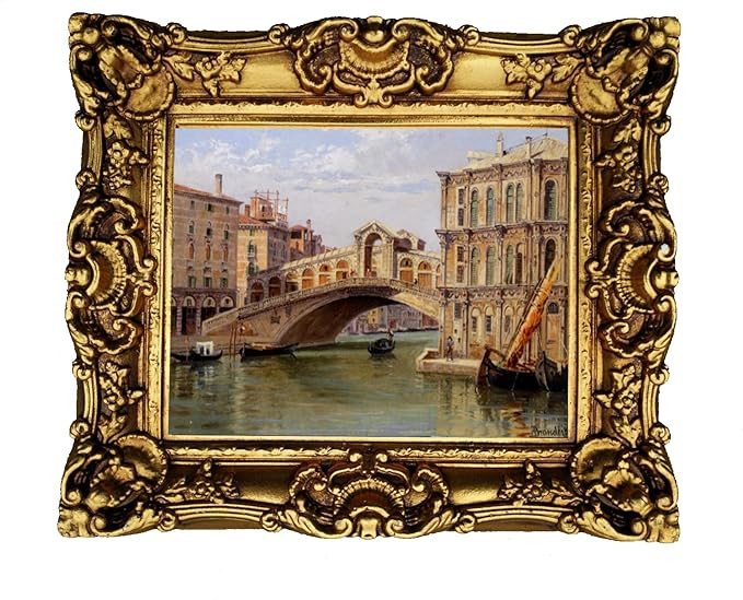 HongArt Framed Wall Art Frames Venice Rialto Bridge Picture Prints with Baroque Resin Frame Antiq... | Amazon (US)