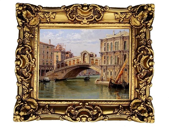 HongArt Framed Wall Art Frames Venice Rialto Bridge Picture Prints with Baroque Resin Frame Antiq... | Amazon (US)